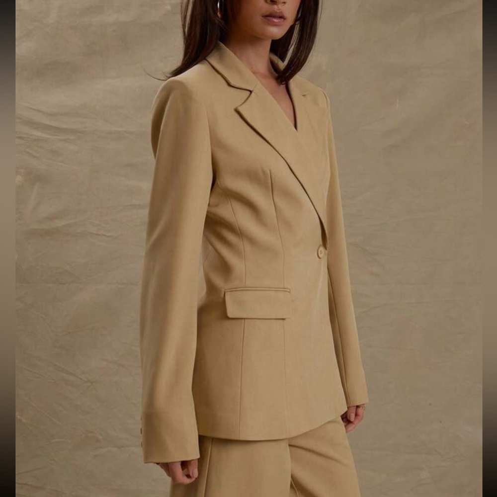 Butter yellow pale wrap button blazer - Picture 3 of 7